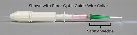 Endotracheal tube with optic guide wire collar and safety wedge