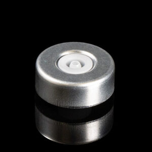Aluminum crimp cap with recessed PinPort for 20mm vials