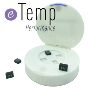 eTemp Header Image comprising logo, charger and sensors