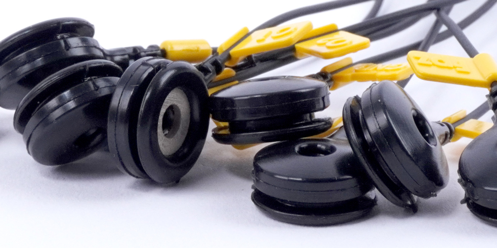 Close-up of wet electrode leads