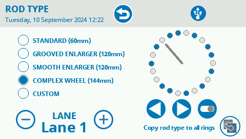 Complex Wheel Settings: Set the Complex Wheel configuration used in your RotaRod experiment