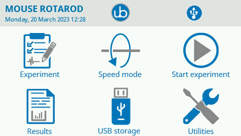RotaRod main menu