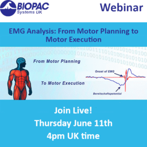 BIOPAC webinar announcement: EMG analysis, from motor planning to motor execution